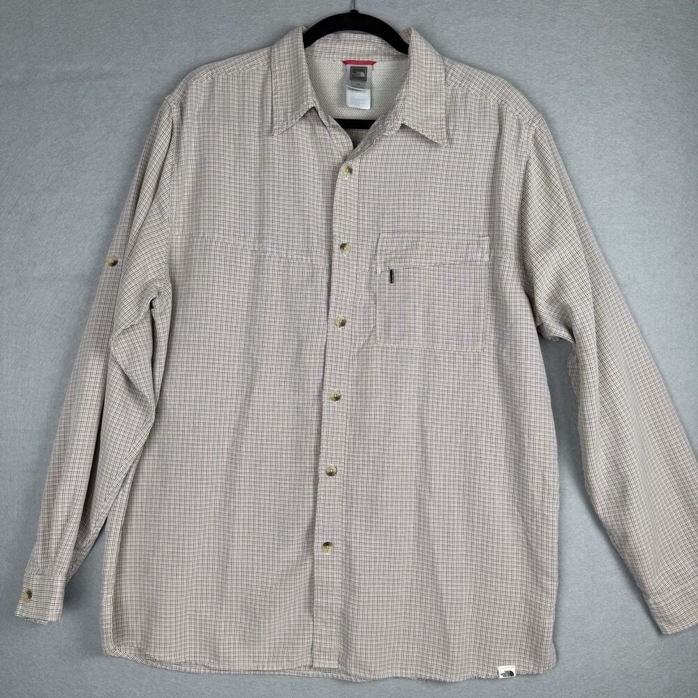 Vintage The North Face Button‎ Plaid Long Sleeve Shirt Mens L Brown Red Gorpcore